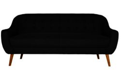 Hygena Lexie Retro Large Fabric Sofa - Grey